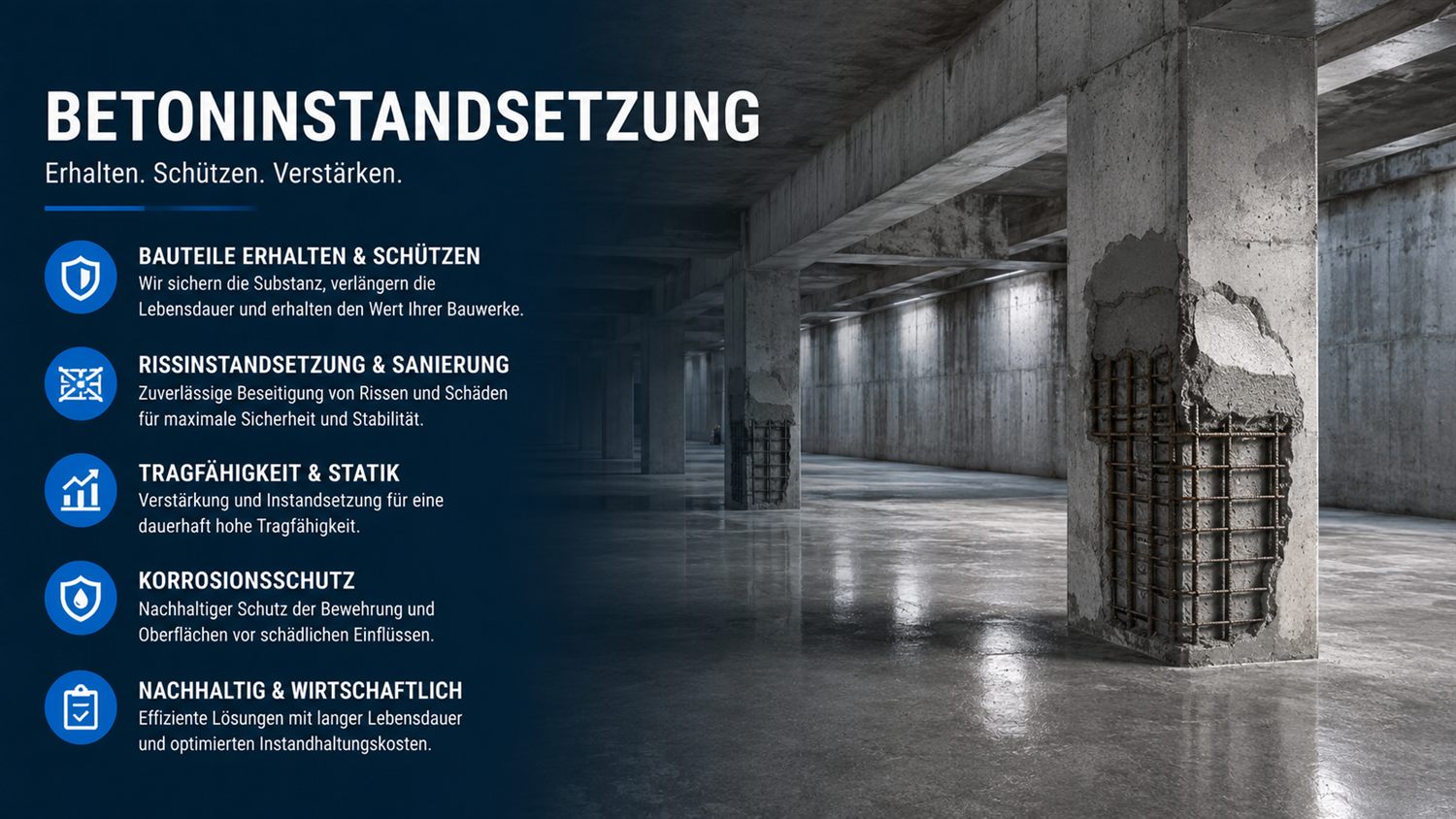 Betoninstandsetzung Mainz – Rissinjektion und Betonsanierung durch Concept Bau