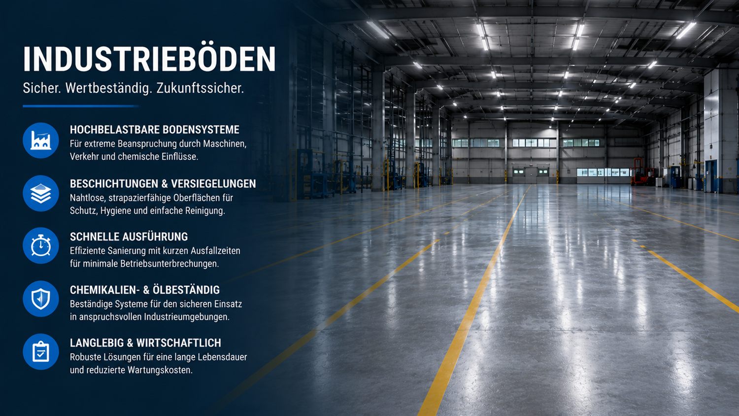 Industrieboden-Beschichtung Mainz – Epoxidharz und PU durch Concept Bau